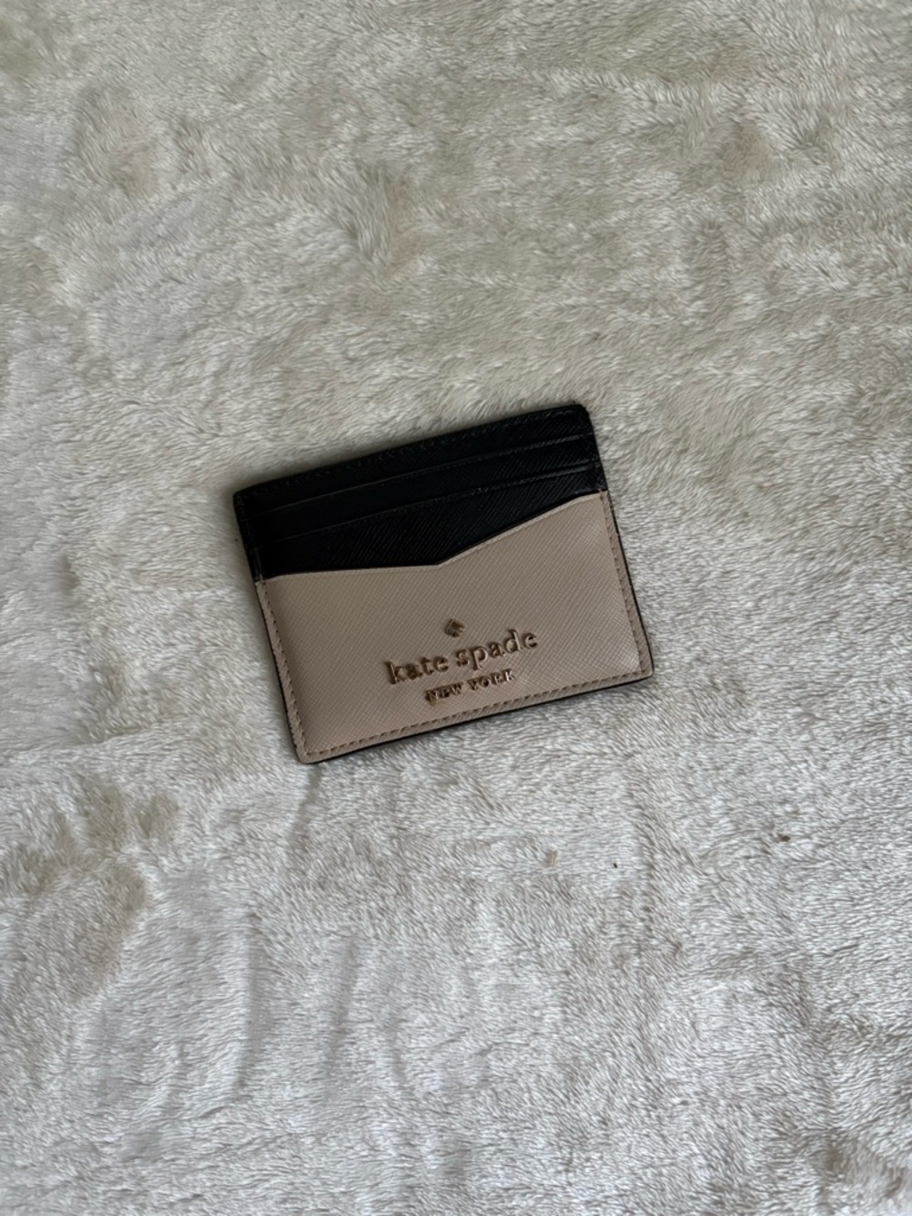 kate spade Black and Beige Two-Tone Leather Card Holder